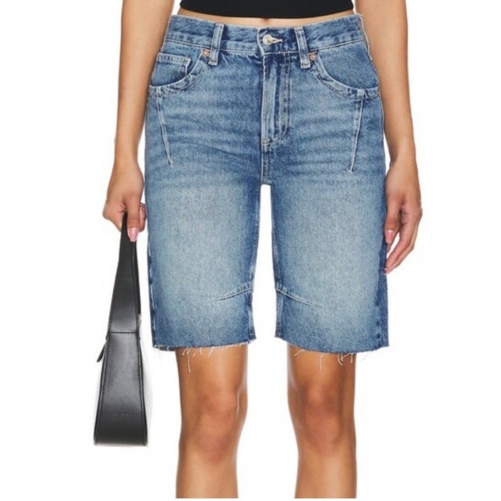We The Free Ghost Town Shorts Women 27 Blue New High Rise Raw Hem OB1931163